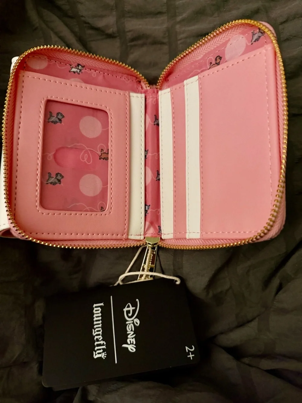 Loungefly Pink and White Disney Aristocrat Zip Around Wallet with Gold Hardware - Picture 5 of 5